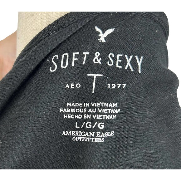 American Eagle Outfitters Black Long Sleeve Top Large - Picture 2 of 5